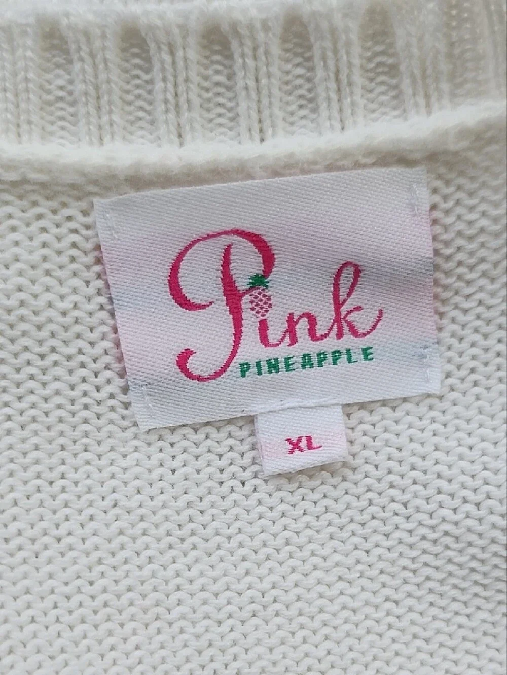 White 'M.V.P.' Graphic Sweater with Pink and Orange Accents